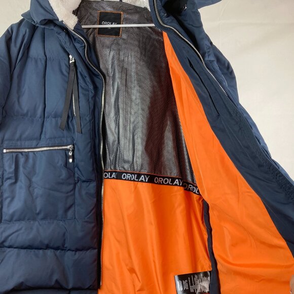Orolay Womens Plus 2X Thickened Down Hooded Puffer Winter Jacket Navy Blue - Picture 6 of 9